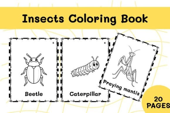 20 Insects Coloring Book Printable