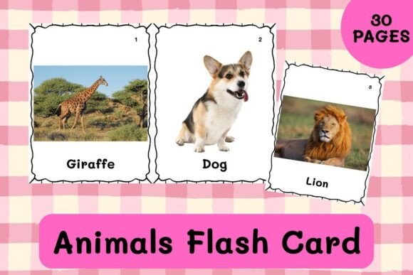 30 Animals Flash Card Printable No Prep