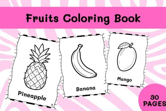 30 Fruits Coloring Book Printable