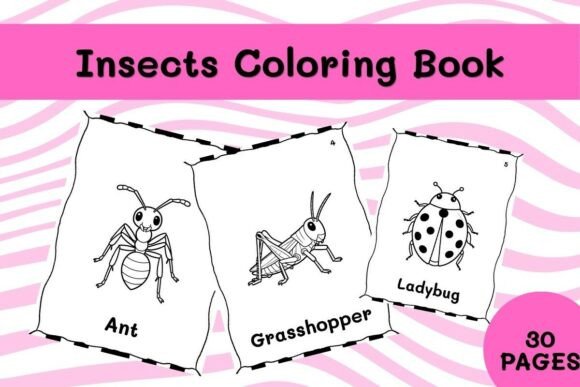30 Insects Coloring Book Printable