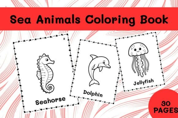 30 Sea Animals Coloring Book Printable