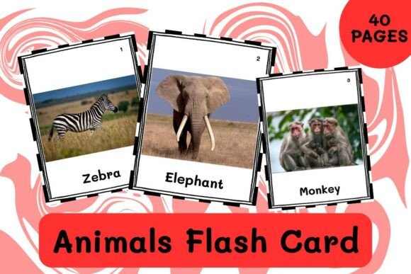 40 Animals Flash Card Printable No Prep