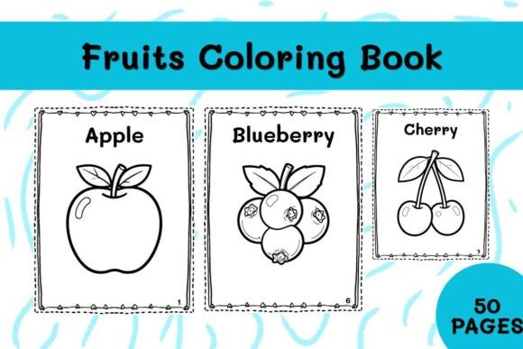 50 Fruits Coloring Book Printable