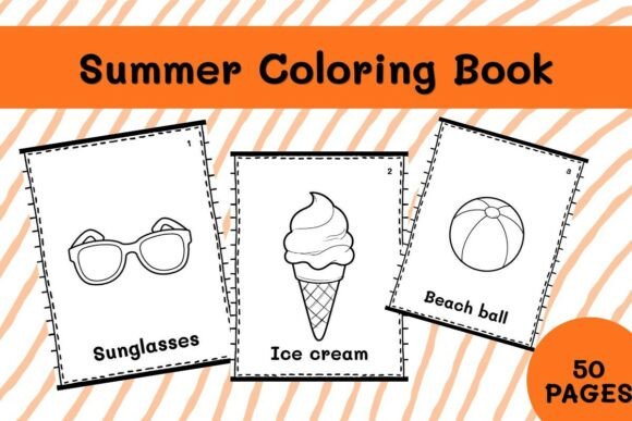 50 Summer Coloring Book Printable
