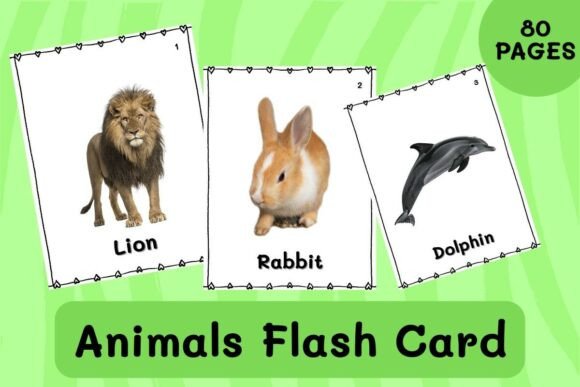 80 Animals Flash Card Printable No Prep