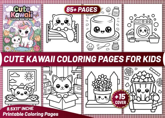 85 CUTE KAWAII COLORING PAGES for KIDS