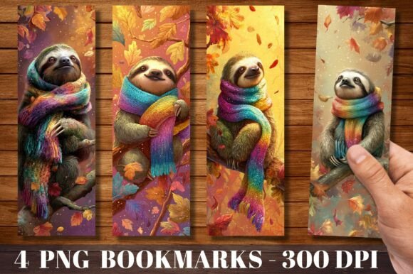 Autumn Sloth Rainbow Scarf Bookmark