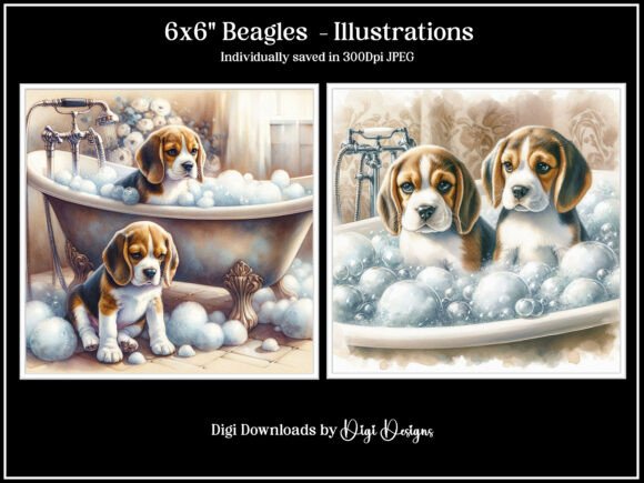 Beagles Illustrations 1–4 JPEG: Versatile, Commercial-Ready Digital Art for Creative Professionals and Small Businesses