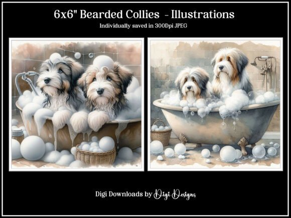 Bearded Collie Illustrations: Versatile Digital Art for Crafters, Designers & Small Businesses