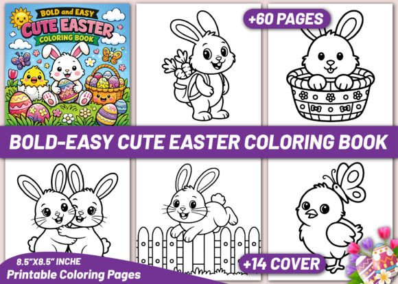 BOLD and EASY CUTE EASTER COLORING BOOK