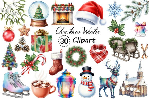 Christmas Timeless Winter Clipart PNG: Seamless Integration for Creative and Commercial Workflows