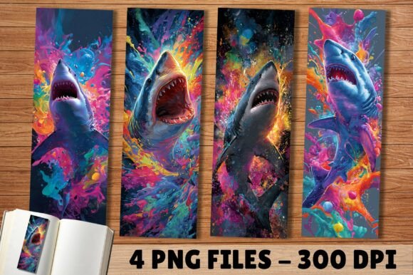 Colorful Abstract Paint Shark Bookmark
