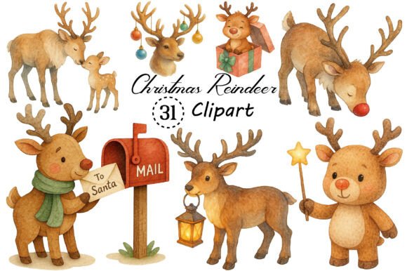 Cute Christmas Reindeer Sublimation Designs