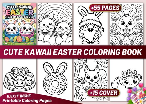 CUTE KAWAII EASTER COLORING BOOK KIDS