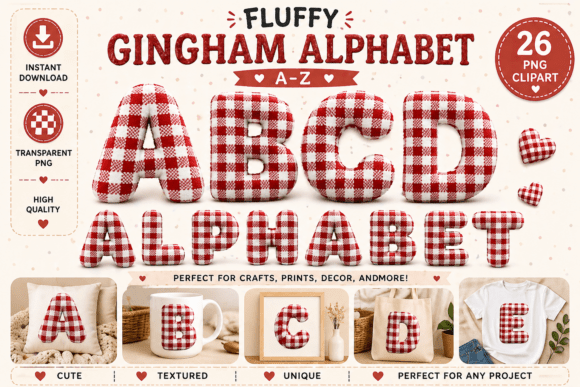 Fluffy Gingham Alphabet A–Z