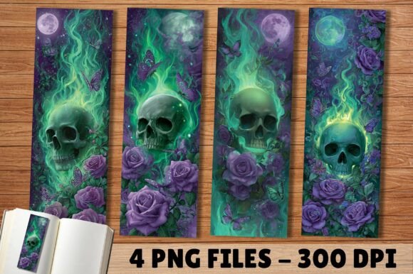 Galaxy Moon Magic Skull Purple Bookmark