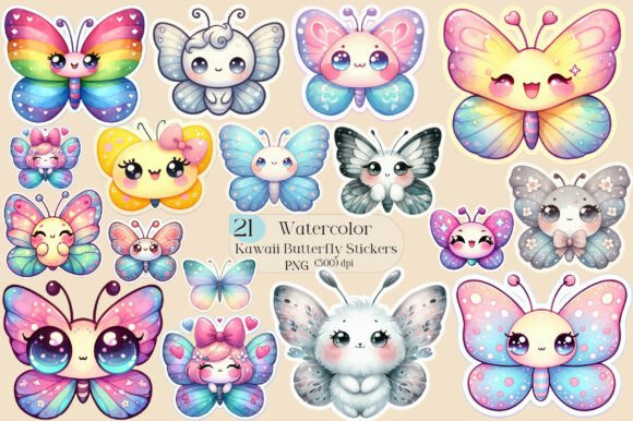Kawaii Butterfly Stickers Bundle