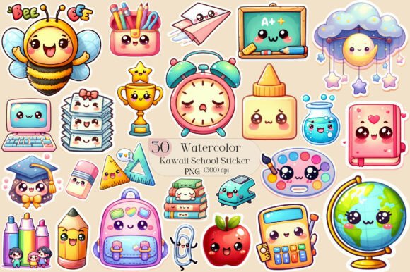 Kawaii School Sublimation Stickers