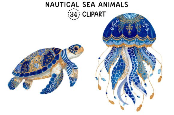 Nautical Sea Animals Clipart