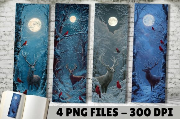 Night Moon Winter Deer Bird Bookmark: A Thoughtful Digital Printable for Readers & Creators