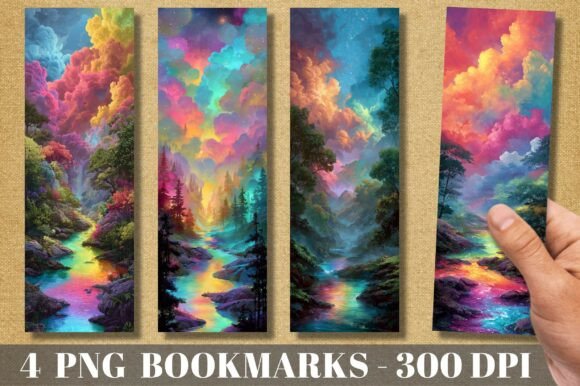 Rainbow Forest River Landscape Bookmark