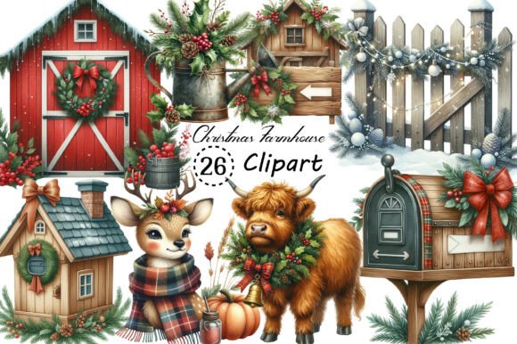 Vintage Christmas Farmhouse Sublimation