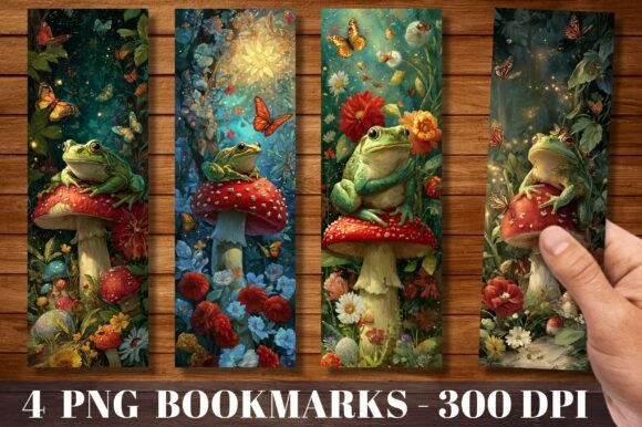 Whimsical Frog Mushroom Forest Bookmark