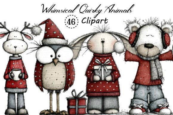 Whimsical Quirky Animals Clipart Bundle: Creative Freedom, Ready in Seconds