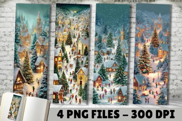 Winter Wonderland Village Scene Bookmark